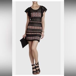 BCBGMaxAzria Black Dress with Vibrant Pattern